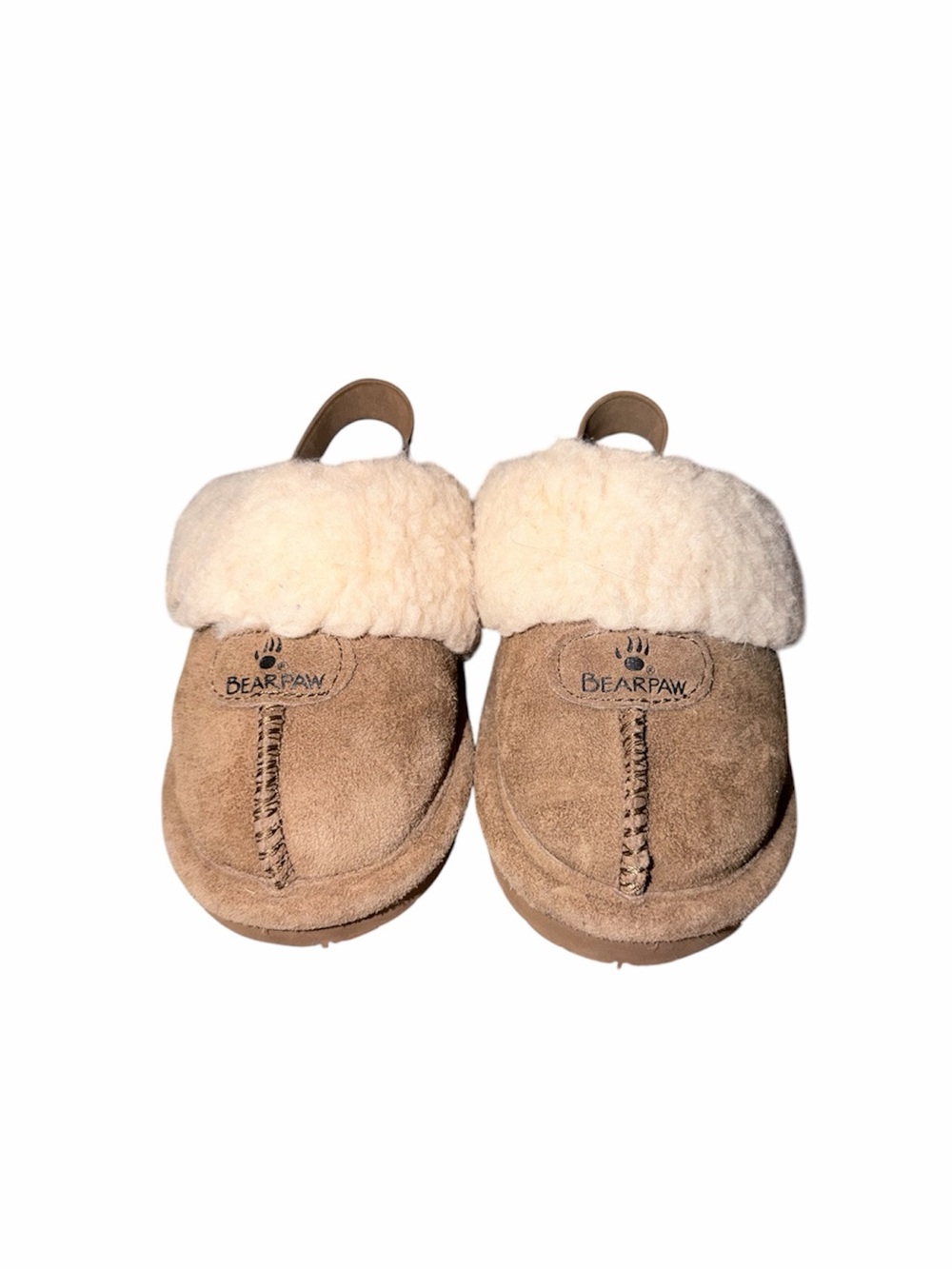 Toddler Tan Suede Sherpa Slippers Size 9
